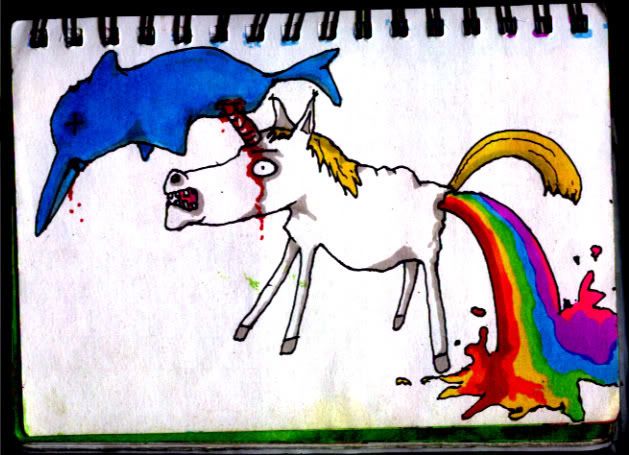 Unicorn Stabbing a Dolphin while Shitting a Rainbow Pictures, Images and Photos