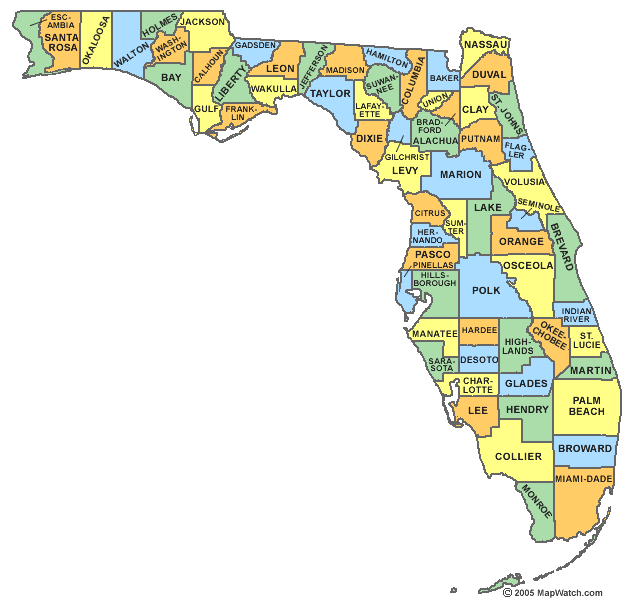 florida map by county. throw up a county map of