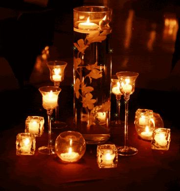 romantic candle with wine photo: CandlesLotsOrangeGlassHolders CandlesLotsOrangeGlassHolders.gif