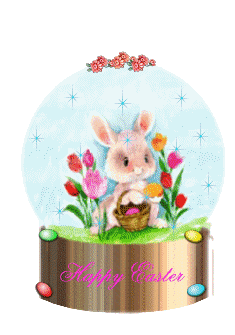 happy easter animations photo: HappyEasterGlobeBunnyTulips HappyEasterGlobeBunnyTulips.gif