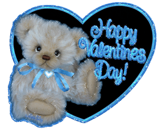 HappyValentinesDayTeddyHeartBlue Pictures, Images and Photos