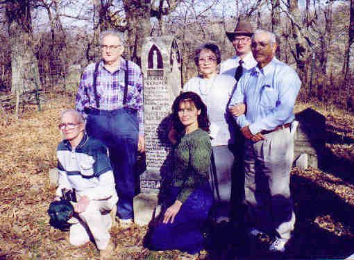 Descendants of Arch Scraper (1999) left-right: Joe Scraper Sr, Manford Scraper Jr, Leta Rector, Olivene Coker, Joe Scraper Jr, & Cliff Rector