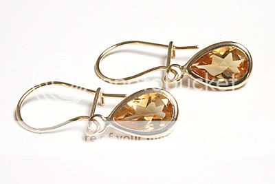 NEW 9CT GOLD 1.66ct CITRINE TEARDROP EARRINGS, boxed  