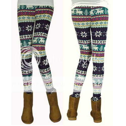 multi-style Nordic Snow Knitted Womens Leggings Tights, Comfy, Great ...