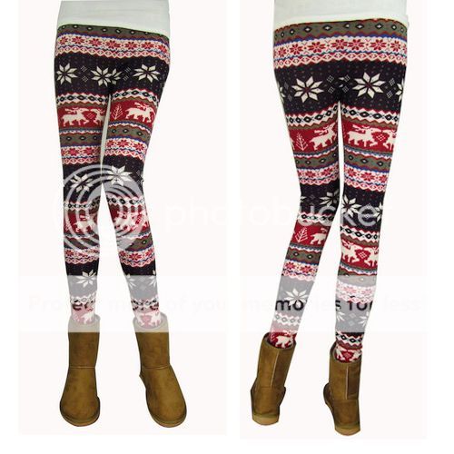 multi-style Nordic Snow Knitted Womens Leggings Tights, Comfy, Great ...