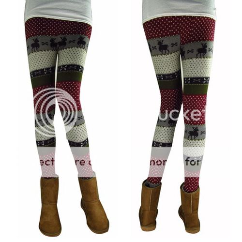Womens Colorful Nordic Snow Knitted Leggings Tights, Comfy, Great Quality