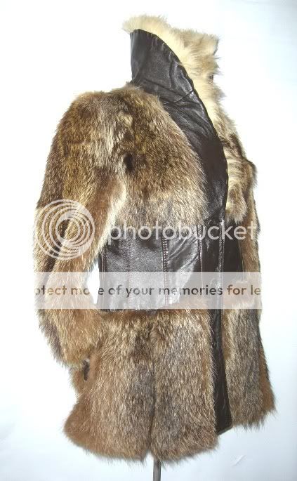 Vtg 60s Canadian Arctic Wolf Raccoon Fur Leather Coat  