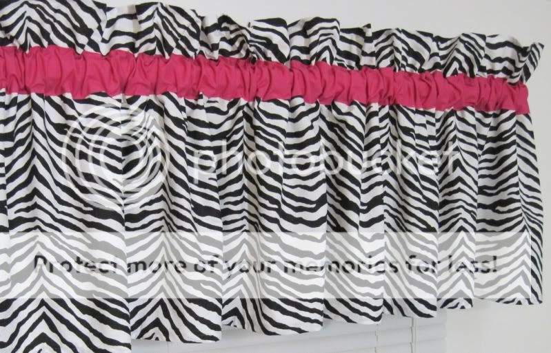 62" Zebra w Hot Pink Window Valance Curtain Topper