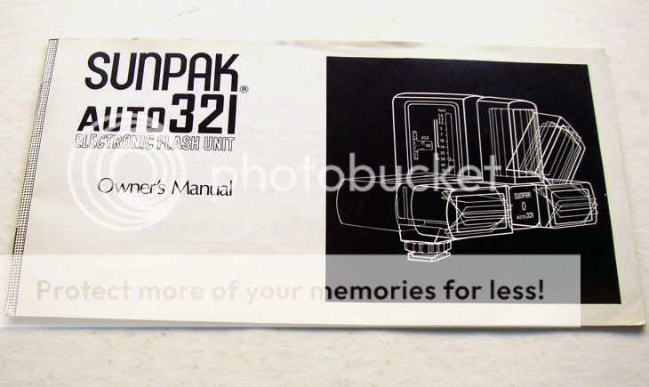 SUNPAK Auto 321 Flash Unit Instruction Owners Manual *  