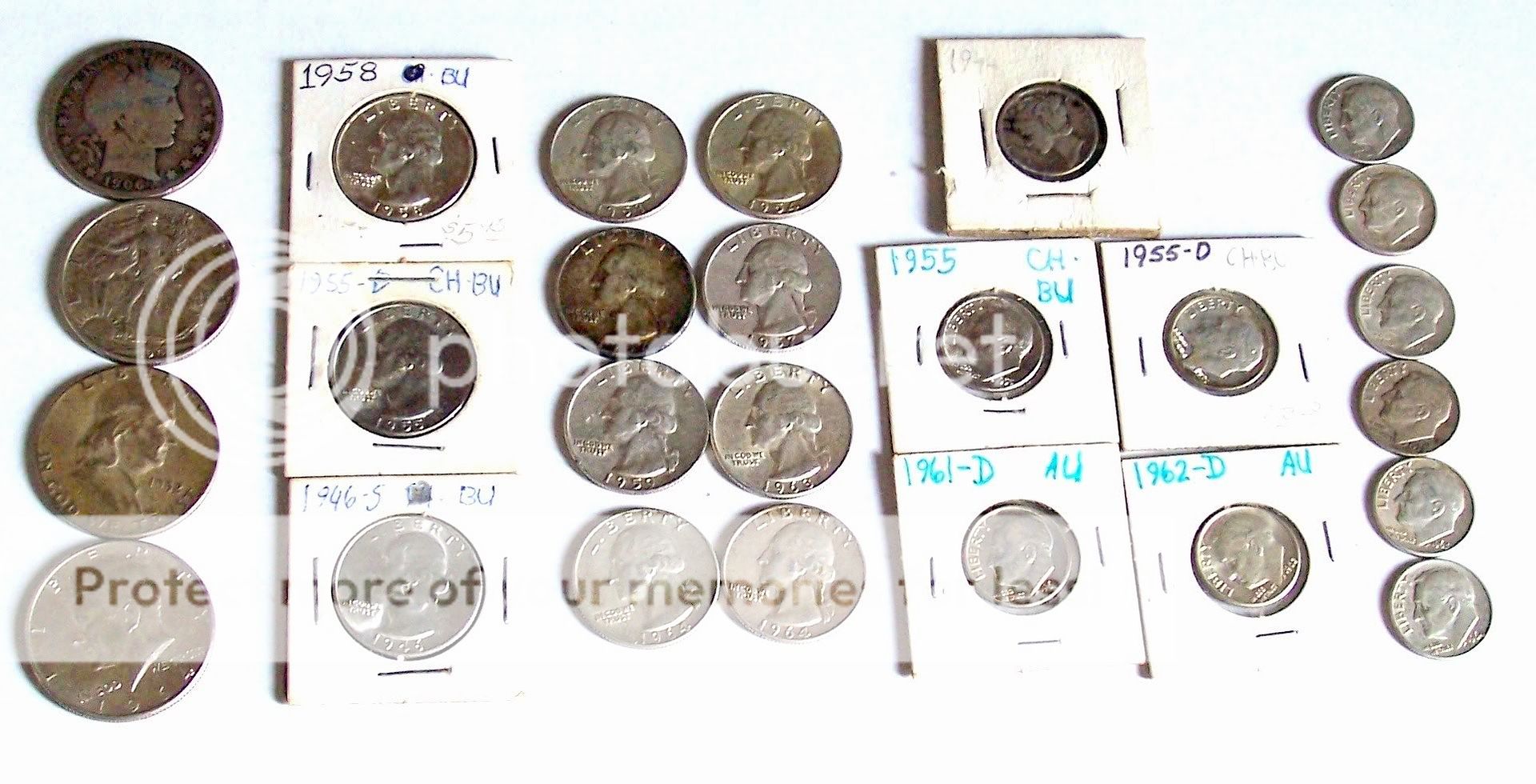   US Coins $5.85 Face Value FV / 4 Halves + 11 Quarters +11 Dimes  