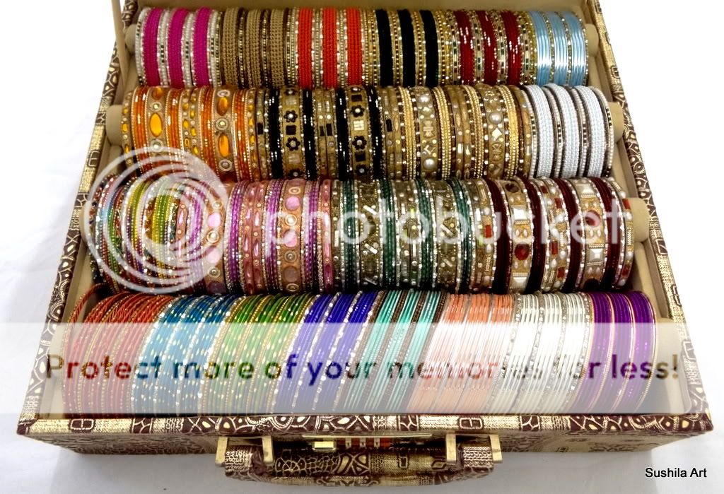   Indian Metal Bangles w/ Free Hard Board Bangles Storage Box Size 2.10