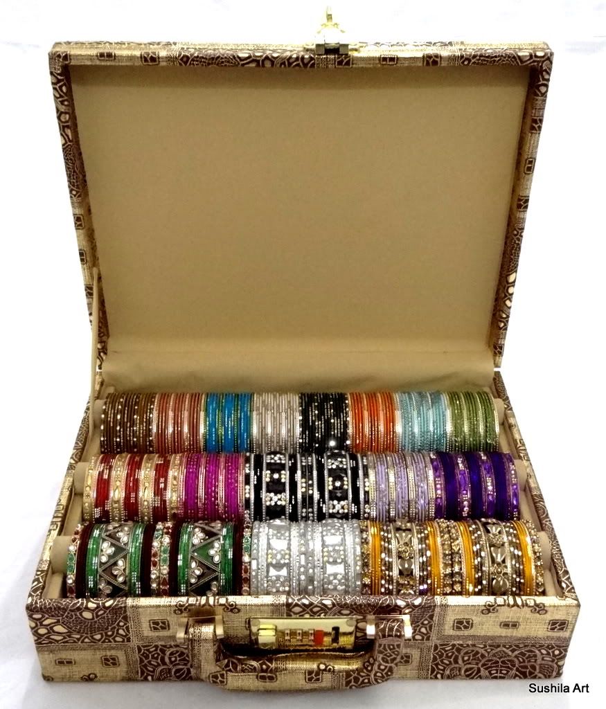 16 Set of Indian Metal Bangles w/ Free Hard Board Bangles Storage Box ...