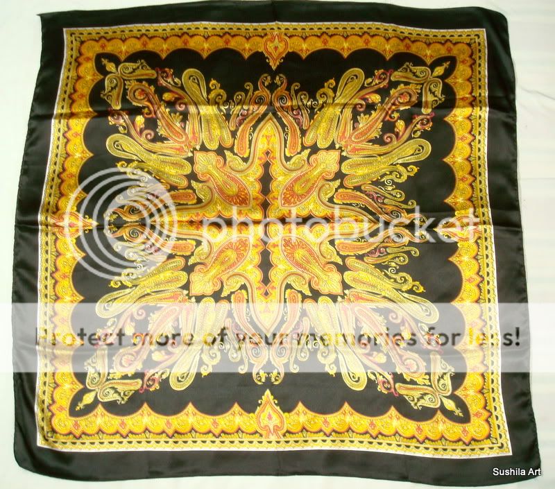 39x39 inches Indian Art Silk (Satin) Printed Stole, Scrave, Scarf