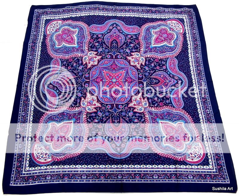 Indian Art Silk Printed Square Stole Scarf Scarves wrap Bollywood 