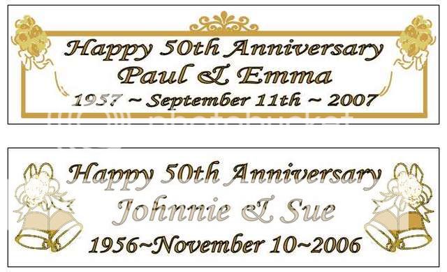 50th GOLDEN WEDDING ANNIVERSARY BANNER   PERSONALIZED  