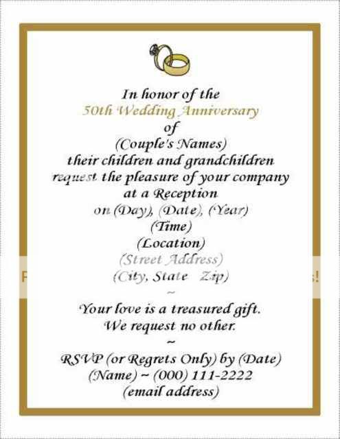 60) 50th WEDDING ANNIVERSARY INVITATIONS WEDDING RINGS  